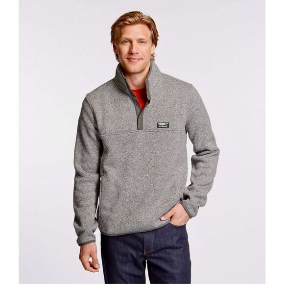 L.L.Bean Sweater Fleece Pullover Men’s size L Gray Heather Sweater - Picture 1 of 10